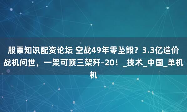 股票知识配资论坛 空战49年零坠毁？3.3亿造价战机问世，一架可顶三架歼-20！_技术_中国_单机
